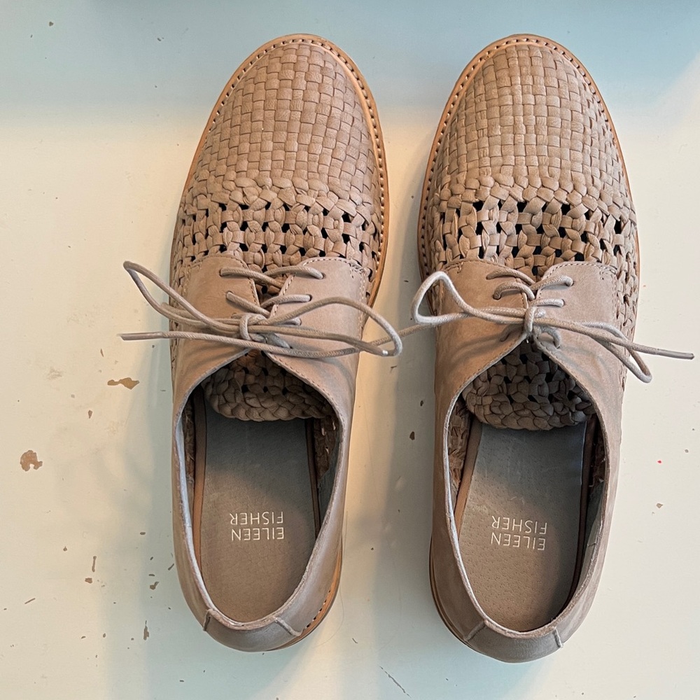 Women’s Taupe Woven Oxfords Eileen Fisher